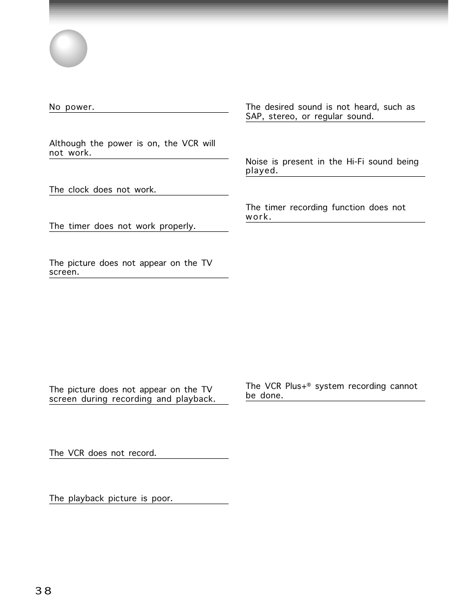 Before calling service personnel | Toshiba W-705 User Manual | Page 38 / 42