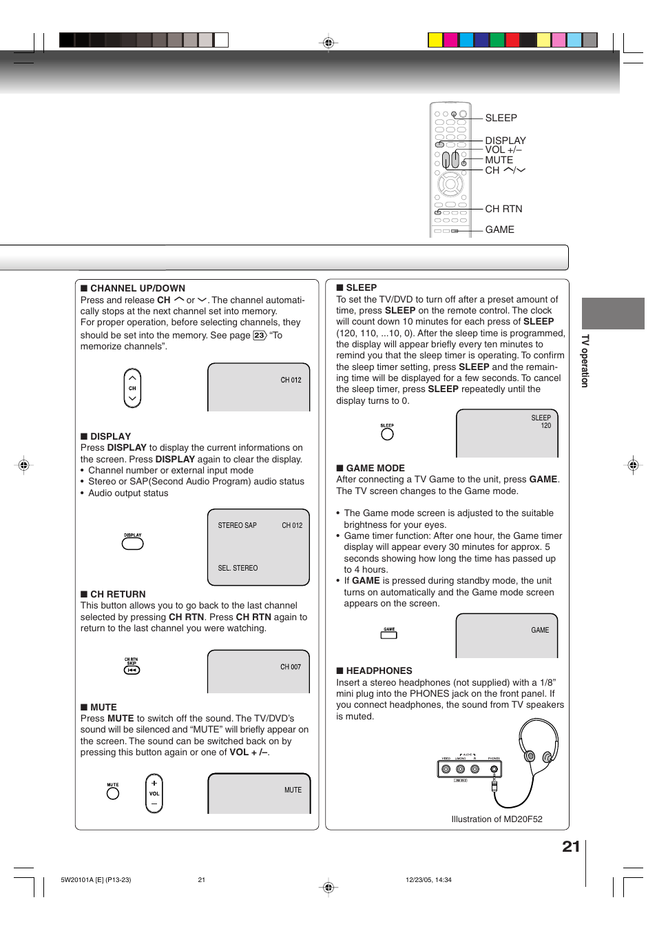 Toshiba MD14F52 User Manual | Page 21 / 56