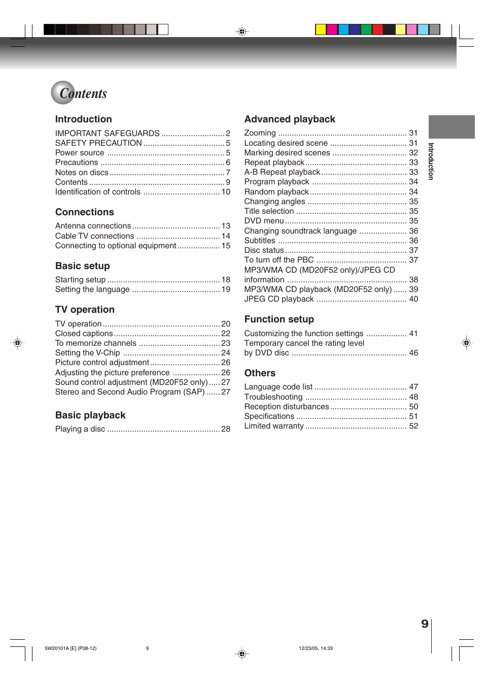 Toshiba MD14F52 User Manual | Page 9 / 56