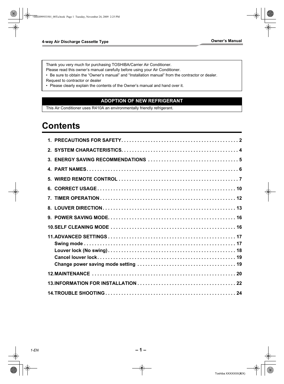 Toshiba CARRIER RAV-SP420UT-UL User Manual | Page 2 / 28