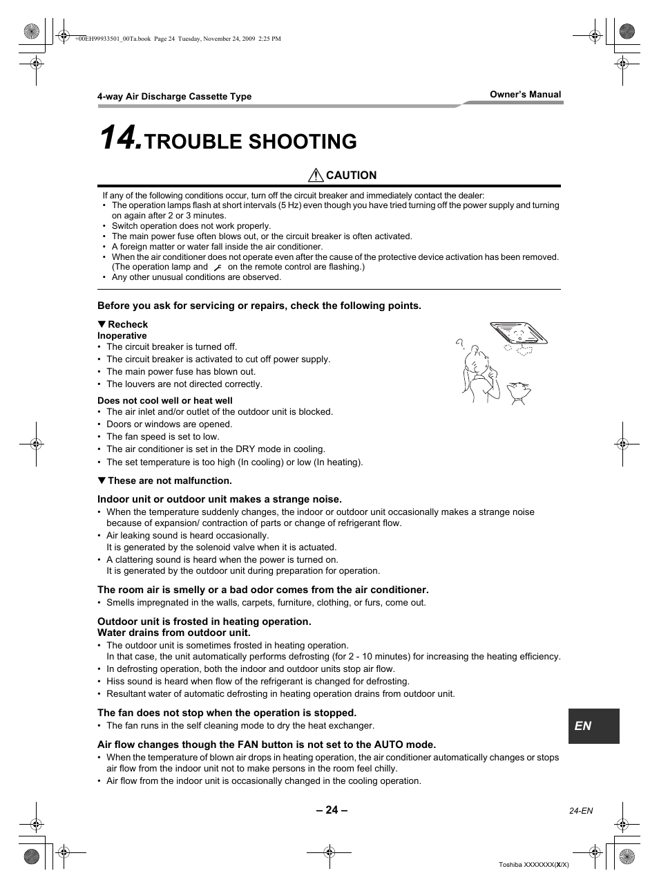 Trouble shooting | Toshiba CARRIER RAV-SP420UT-UL User Manual | Page 25 / 28