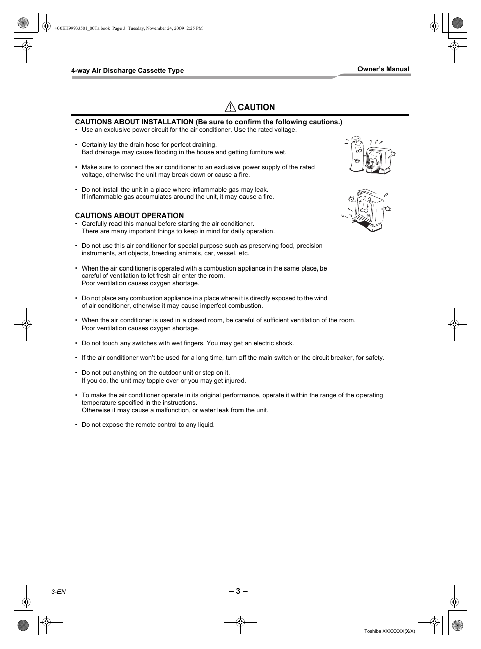 Caution | Toshiba CARRIER RAV-SP420UT-UL User Manual | Page 4 / 28