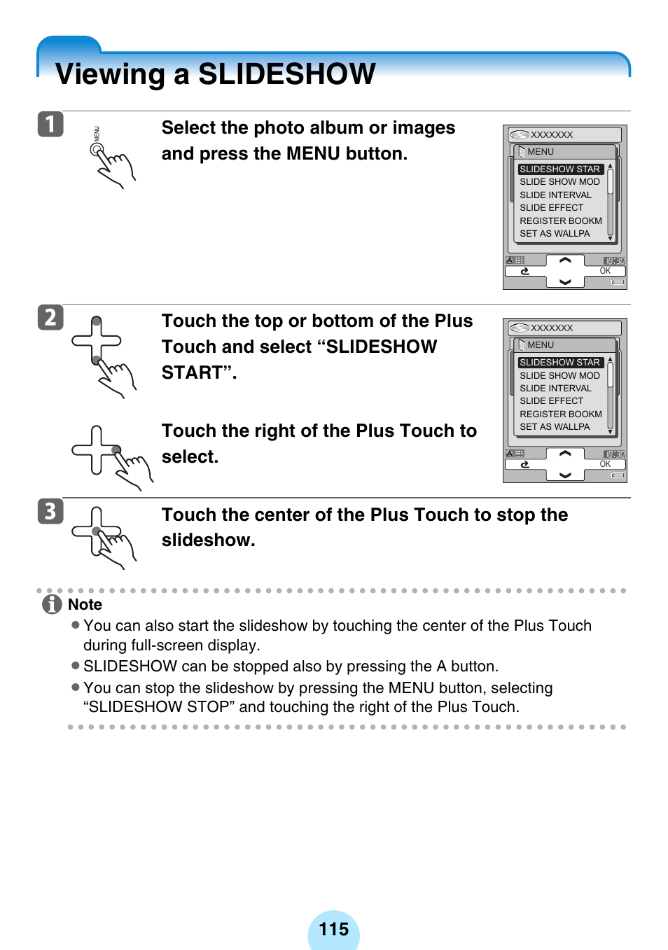 Viewing a slideshow, P.115) | Toshiba gigabeat MEGF10K User Manual | Page 115 / 162