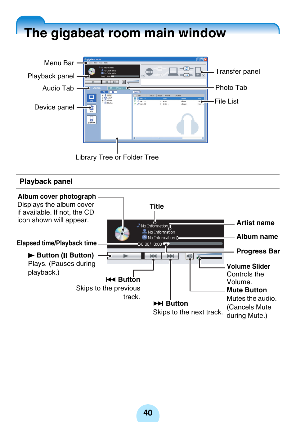 The gigabeat room main window, P.40) | Toshiba gigabeat MEGF10K User Manual | Page 40 / 162