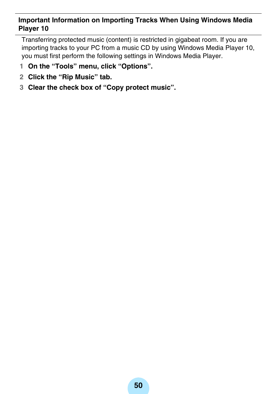 Toshiba gigabeat MEGF10K User Manual | Page 50 / 162