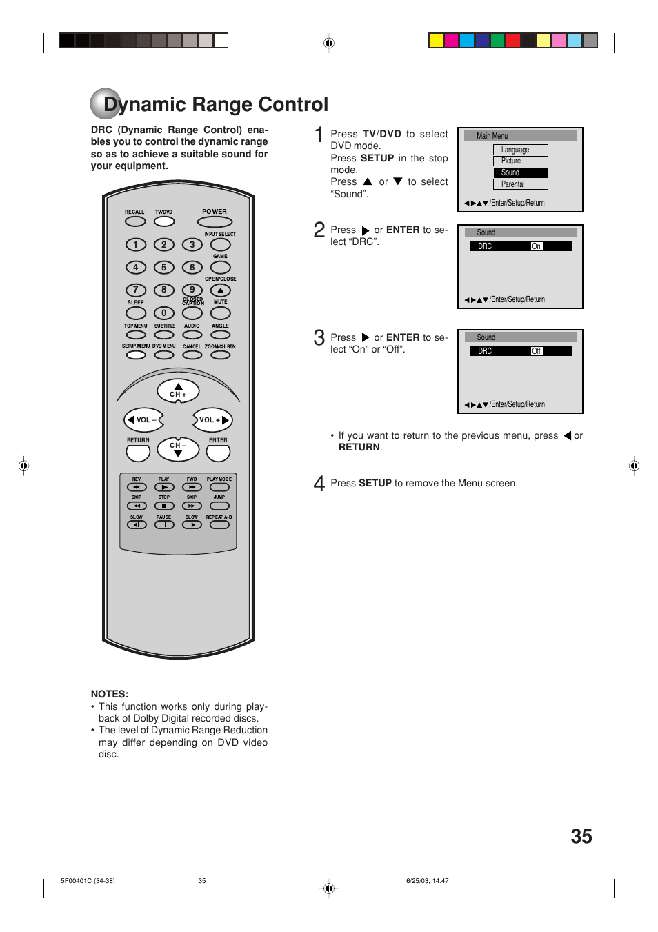 Dynamic range control | Toshiba MD20FN3/R User Manual | Page 35 / 48