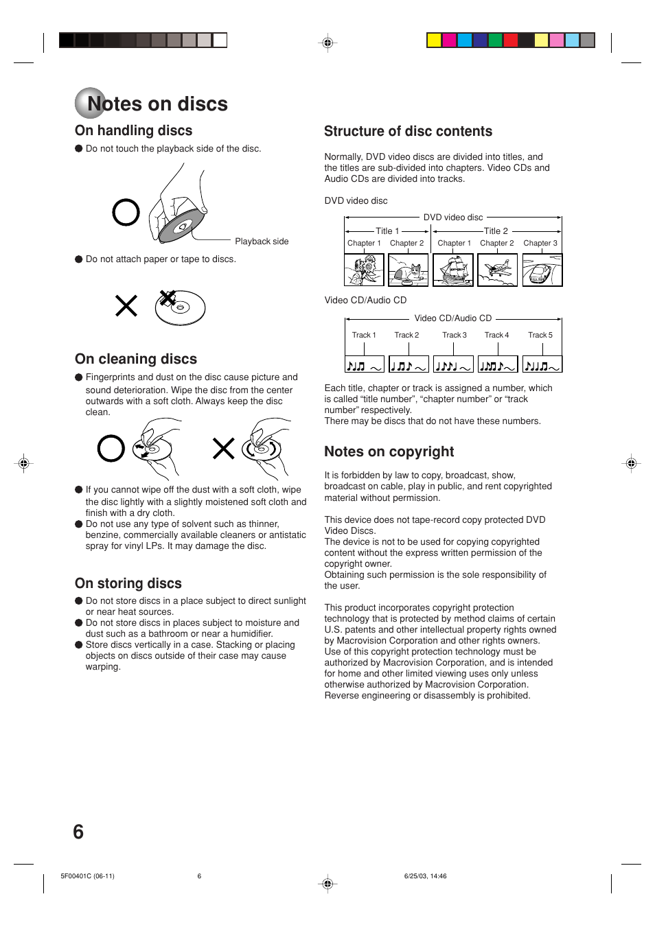 Notes on discs, On handling discs | Toshiba MD20FN3/R User Manual | Page 6 / 48