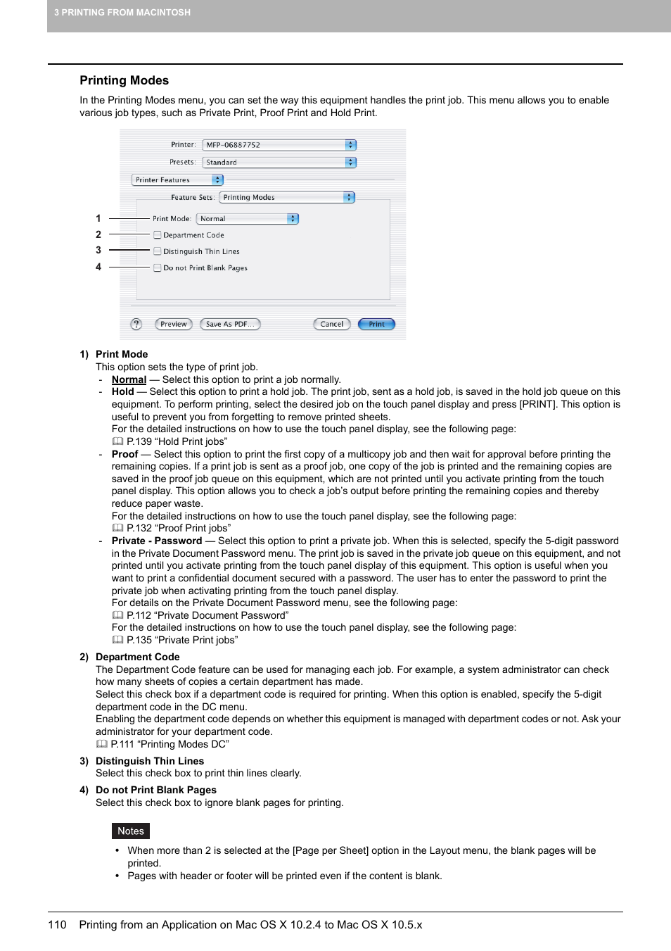 Printing modes, P.110 “printing modes | Toshiba 255 User Manual | Page 112 / 168