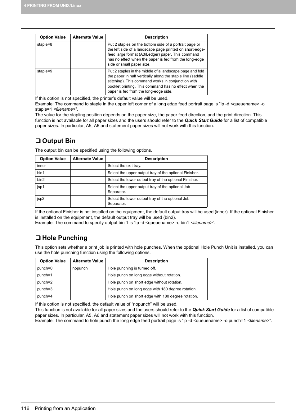 Output bin, Hole punching | Toshiba 255 User Manual | Page 118 / 168