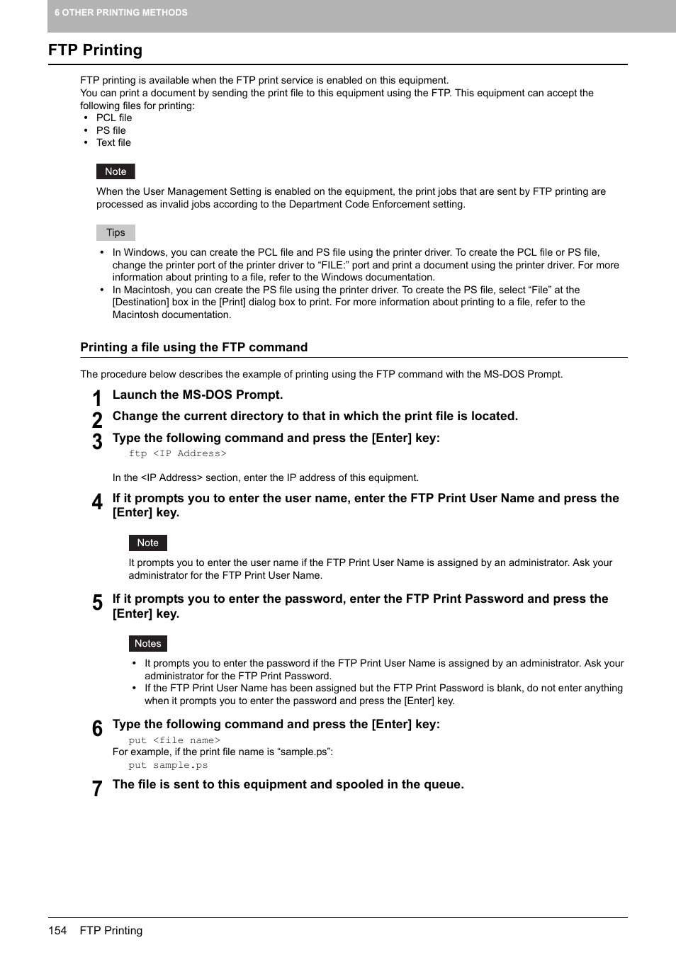 Ftp printing | Toshiba 255 User Manual | Page 156 / 168