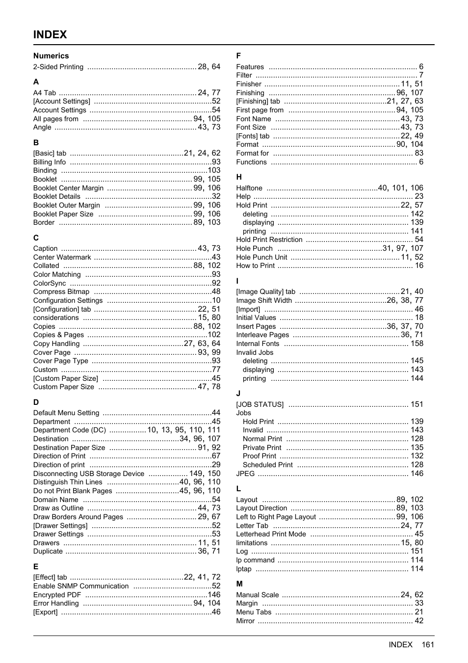 Index | Toshiba 255 User Manual | Page 163 / 168