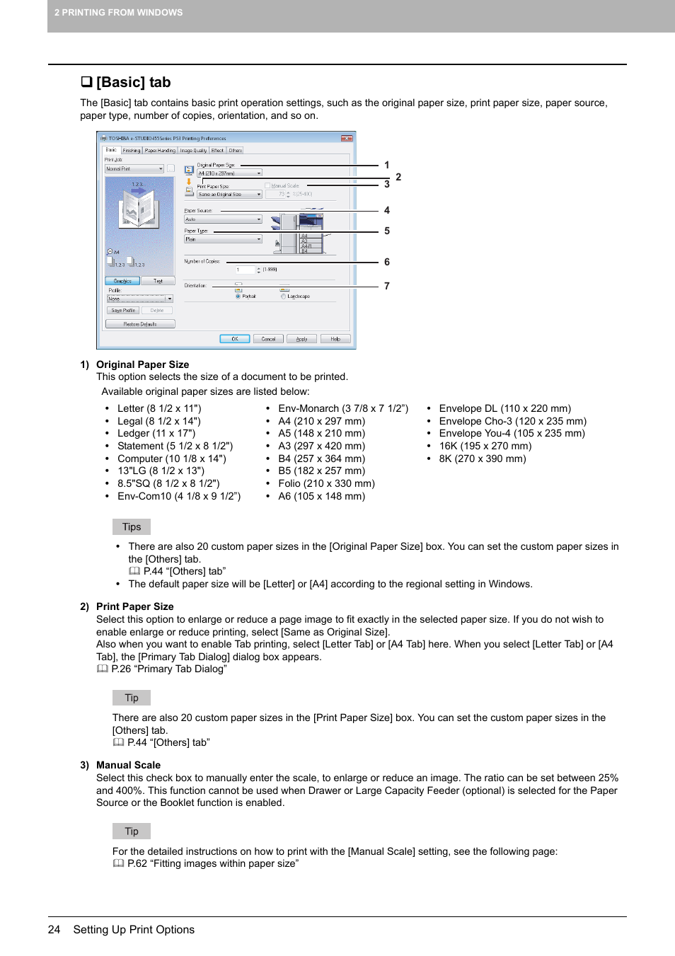 Basic] tab, P.24 “[basic] tab | Toshiba 255 User Manual | Page 26 / 168