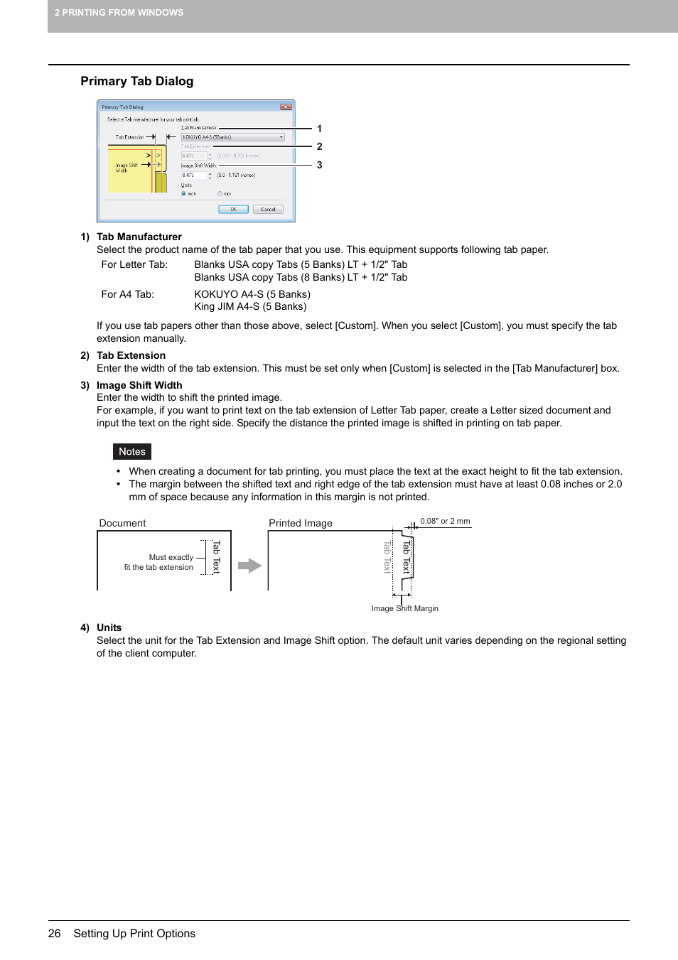 Primary tab dialog, P.26 “primary tab dialog | Toshiba 255 User Manual | Page 28 / 168