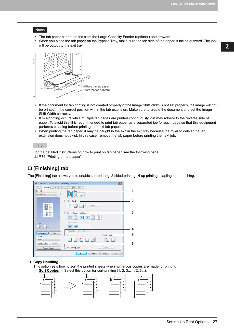 Finishing] tab, P.27 “[finishing] tab | Toshiba 255 User Manual | Page 29 / 168