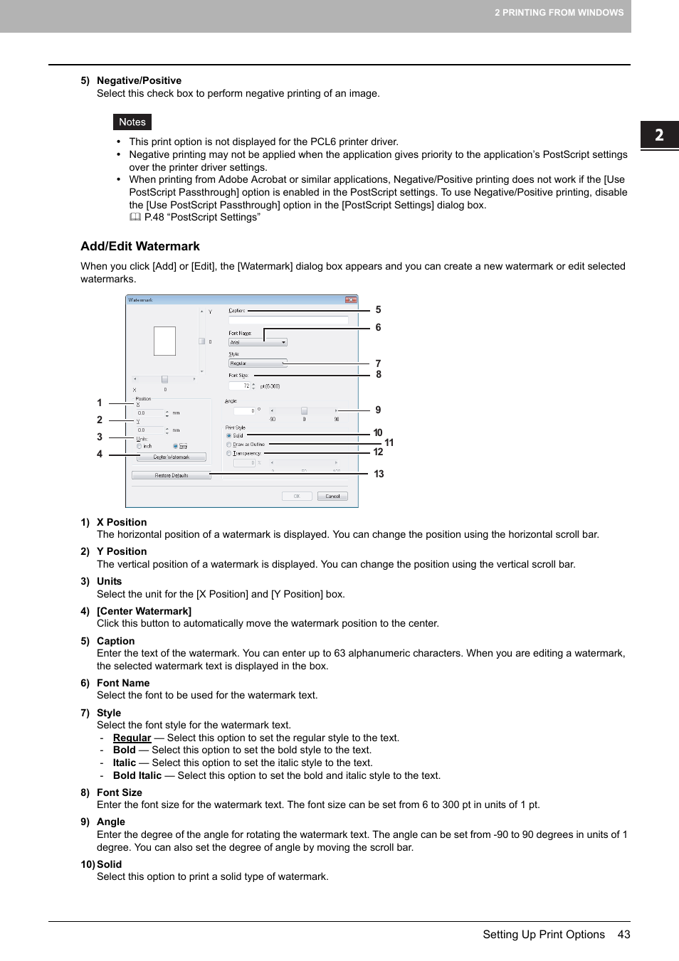 Add/edit watermark, P.43 “add/edit watermark | Toshiba 255 User Manual | Page 45 / 168