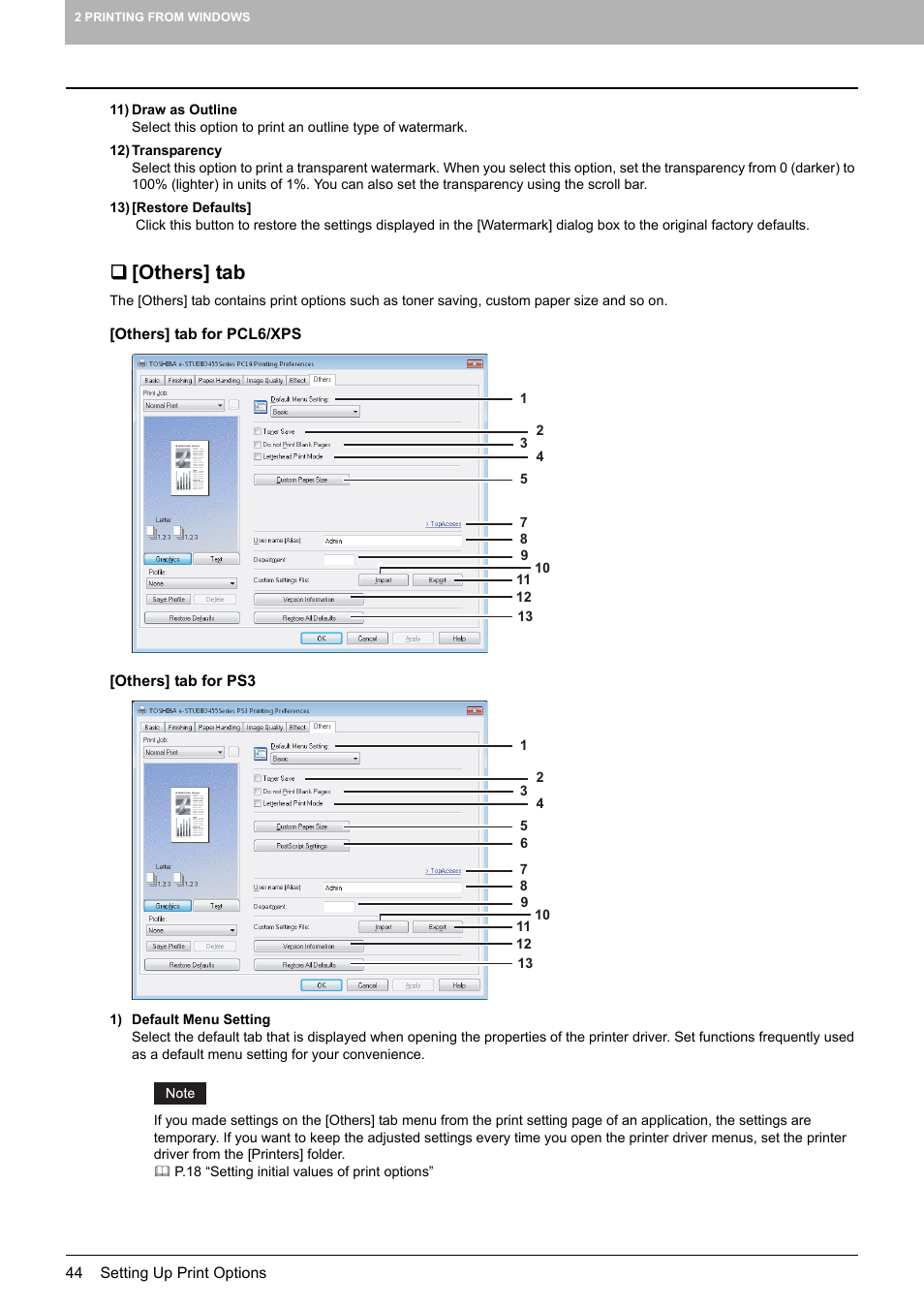 Others] tab, P.44 “[others] tab | Toshiba 255 User Manual | Page 46 / 168