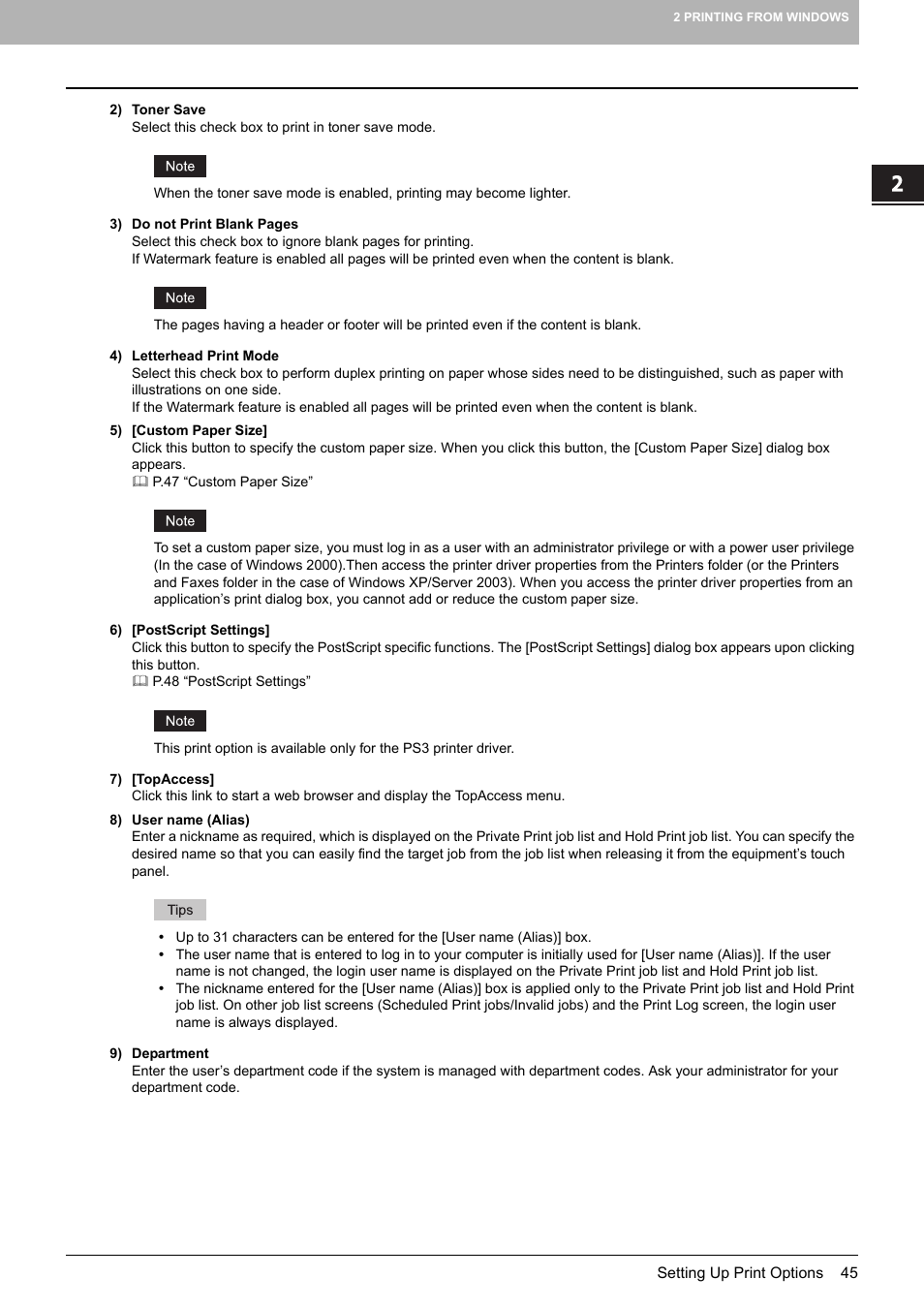 Toshiba 255 User Manual | Page 47 / 168