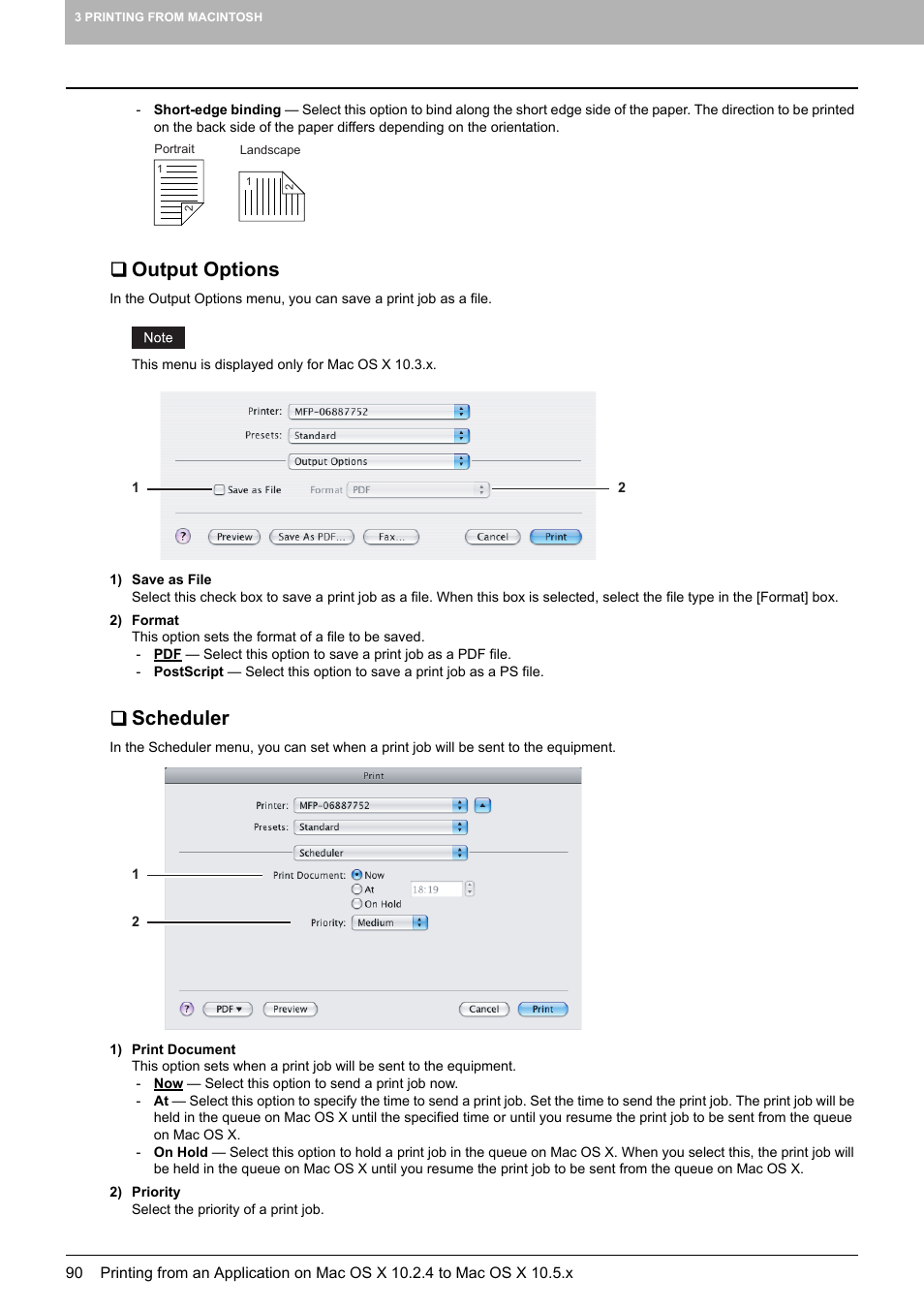 Output options, Scheduler | Toshiba 255 User Manual | Page 92 / 168