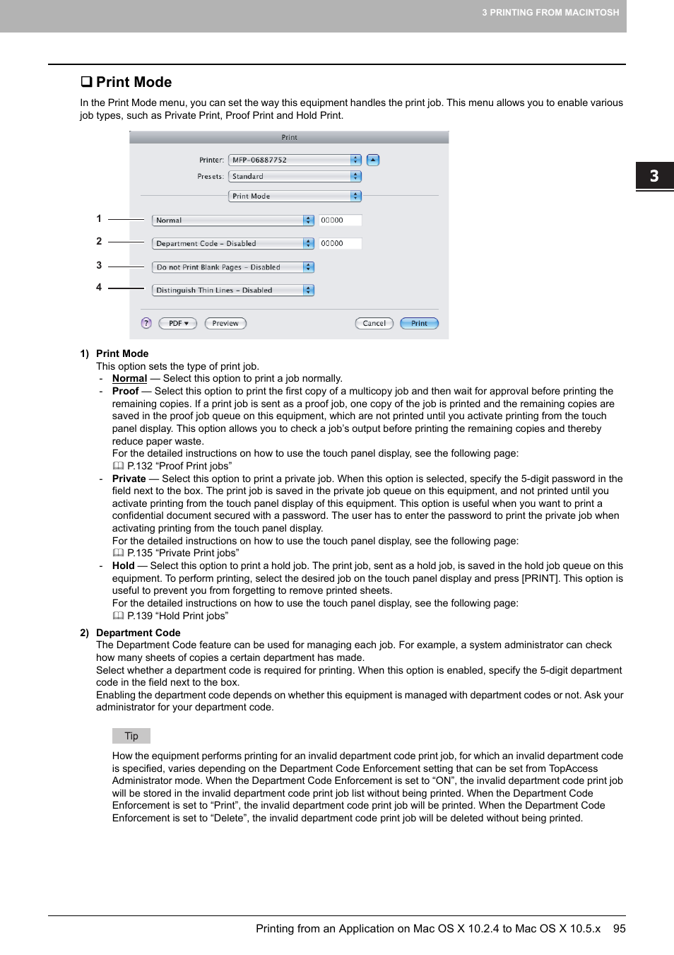 Print mode | Toshiba 255 User Manual | Page 97 / 168