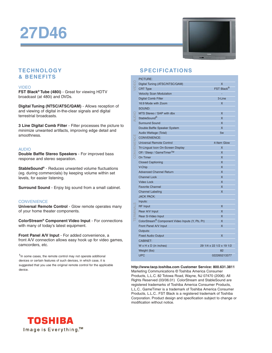 27d46 | Toshiba 27D46 User Manual | Page 2 / 2