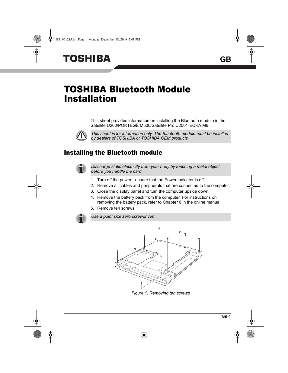 Toshiba Tecra M6-ST3412 User Manual | 38 pages