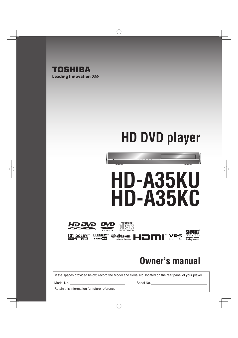 Toshiba HD-A35KC User Manual | 46 pages