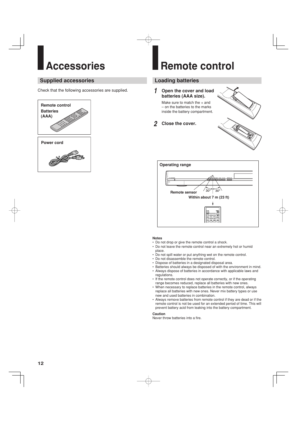 Accessories, Remote control | Toshiba HD-A35KC User Manual | Page 12 / 46