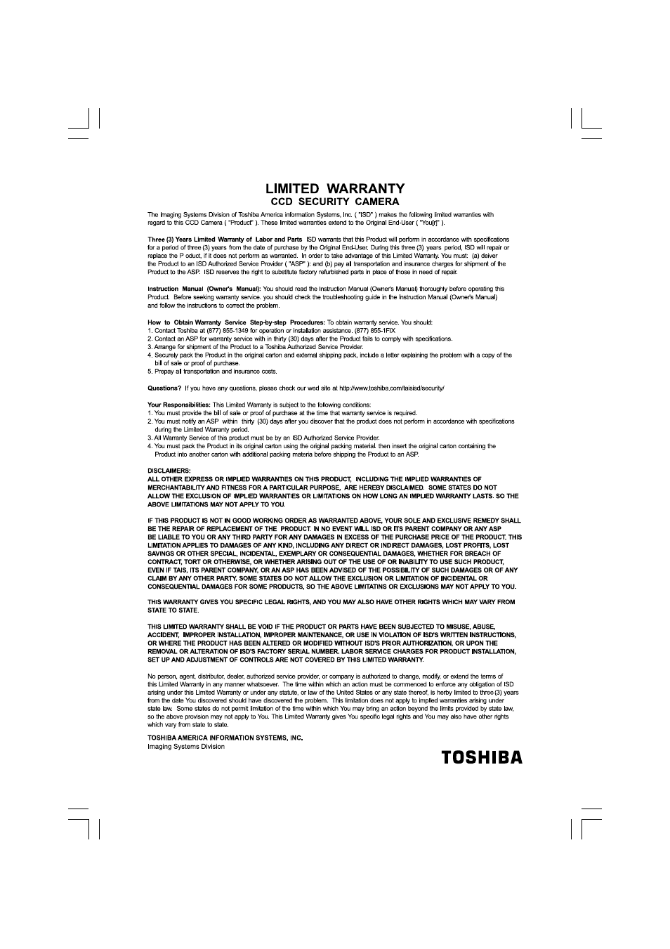 Toshiba IK-VR01A User Manual | Page 19 / 19