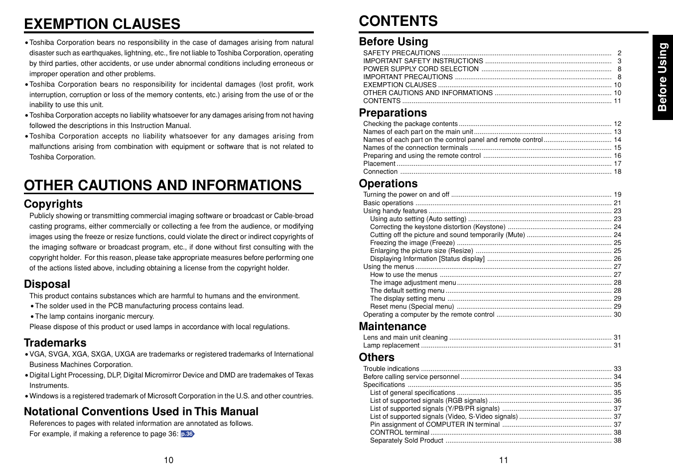 Toshiba TDP-D1-US User Manual | Page 6 / 20