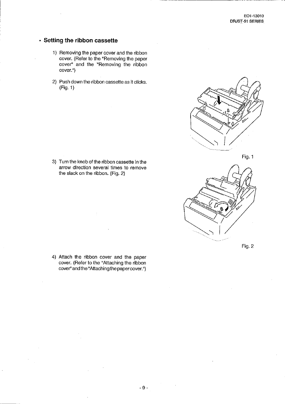 Setting the ribbon cassette | Toshiba TEC DRJST-51 User Manual | Page 14 / 19