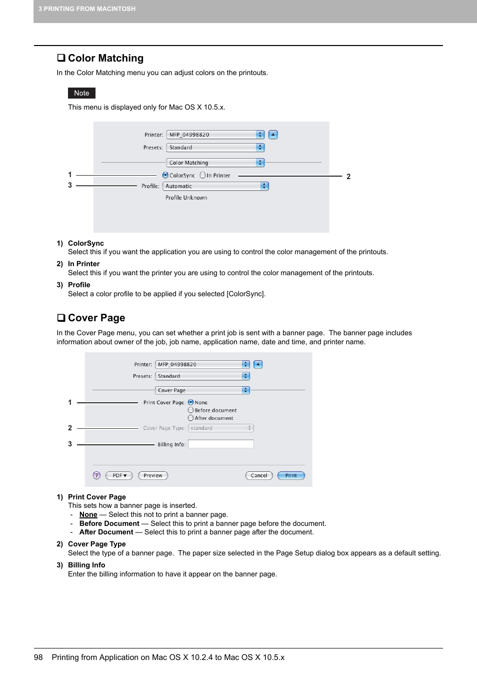 Color matching, Cover page | Toshiba MULTIFUNCTIONAL DIGITAL COLOR SYSTEMS 3530C User Manual | Page 100 / 178