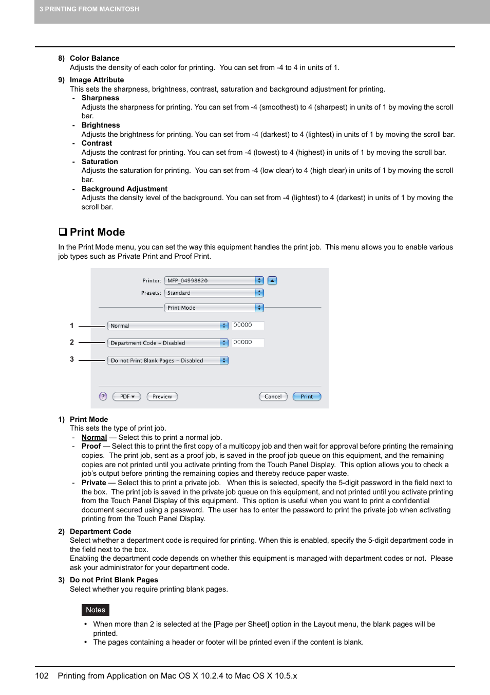 Print mode | Toshiba MULTIFUNCTIONAL DIGITAL COLOR SYSTEMS 3530C User Manual | Page 104 / 178