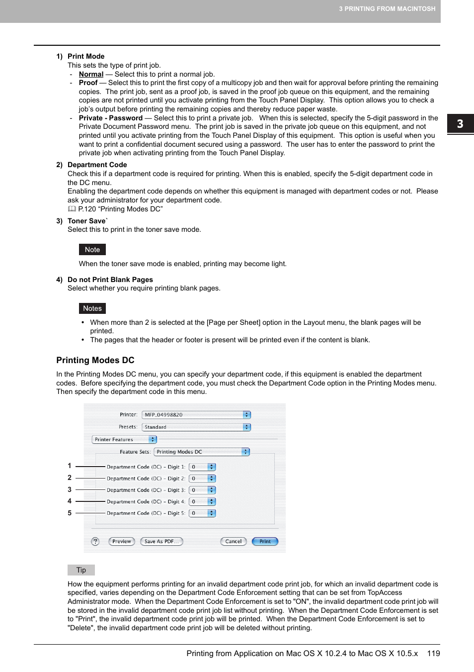 Printing modes dc, P.120 “printing modes dc | Toshiba MULTIFUNCTIONAL DIGITAL COLOR SYSTEMS 3530C User Manual | Page 121 / 178