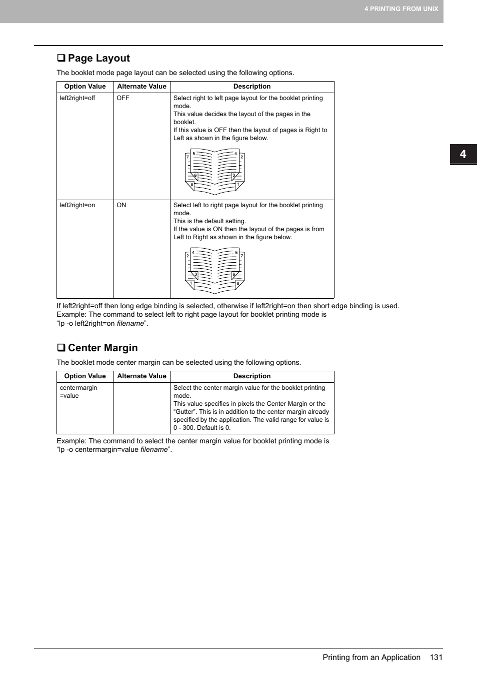 Center margin, Page layout | Toshiba MULTIFUNCTIONAL DIGITAL COLOR SYSTEMS 3530C User Manual | Page 133 / 178