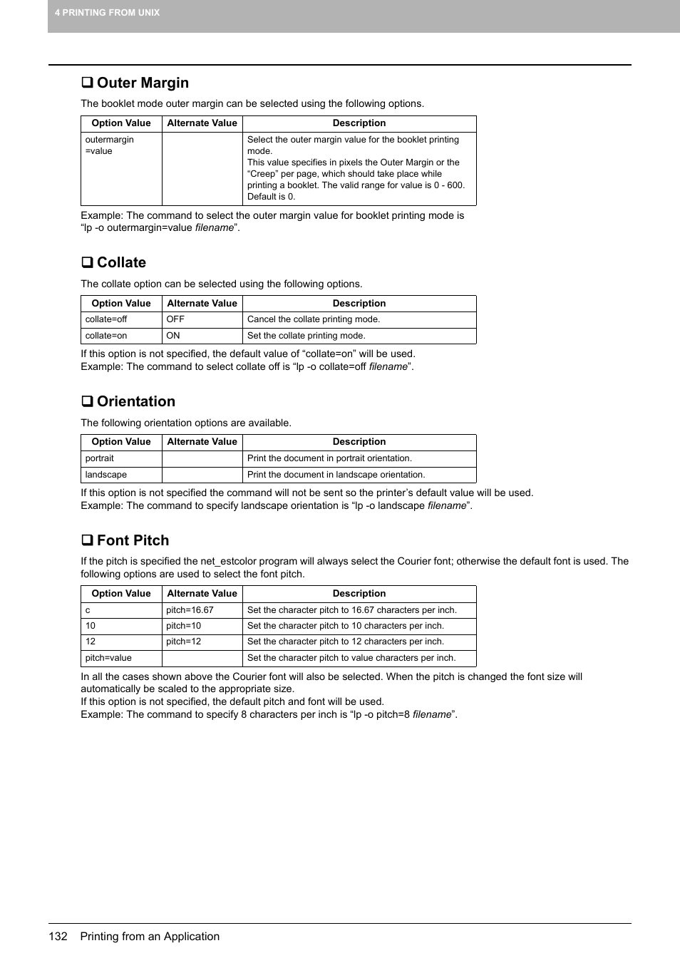 Outer margin, Collate, Orientation | Font pitch | Toshiba MULTIFUNCTIONAL DIGITAL COLOR SYSTEMS 3530C User Manual | Page 134 / 178