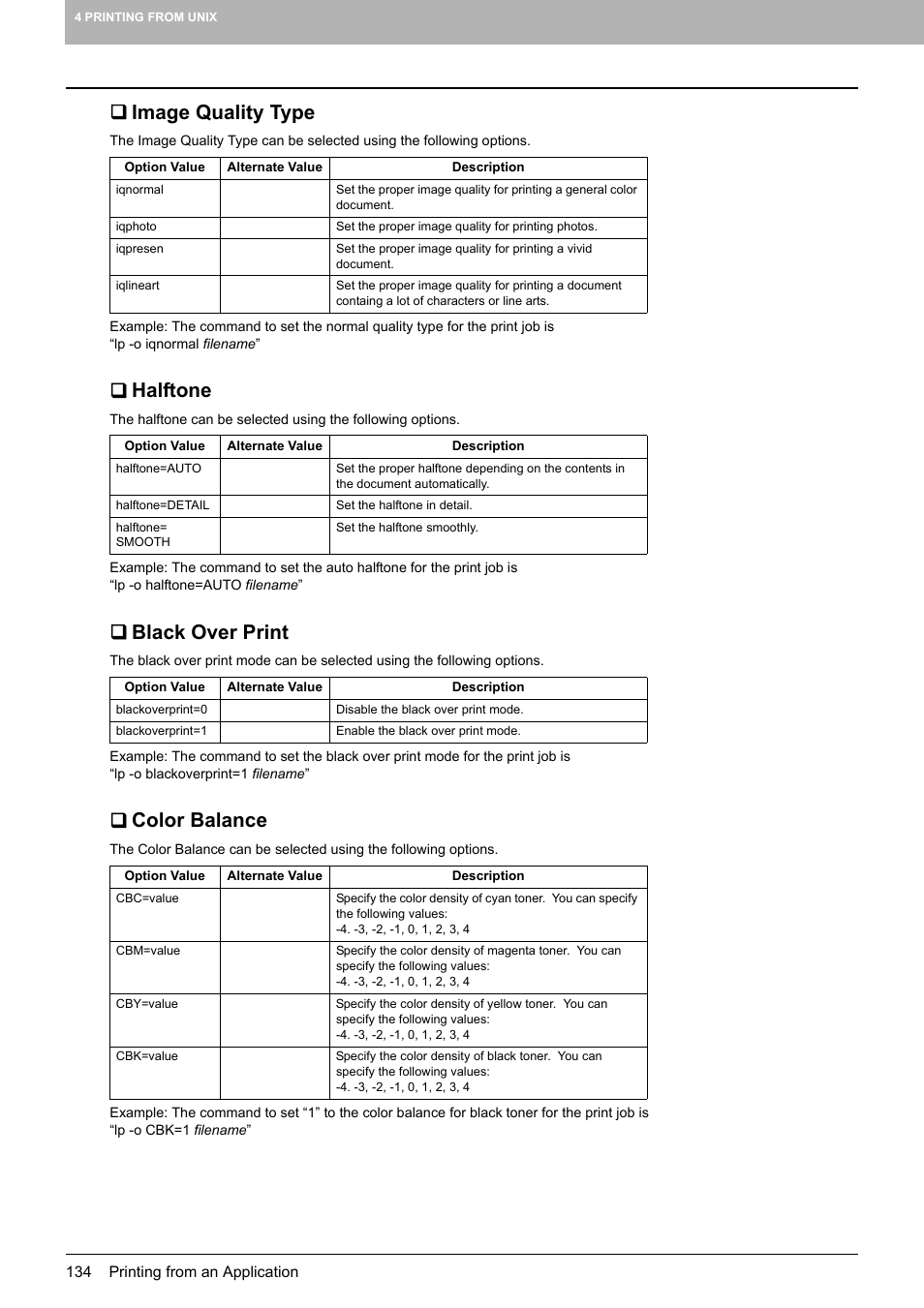 Image quality type, Halftone, Black over print | Color balance | Toshiba MULTIFUNCTIONAL DIGITAL COLOR SYSTEMS 3530C User Manual | Page 136 / 178