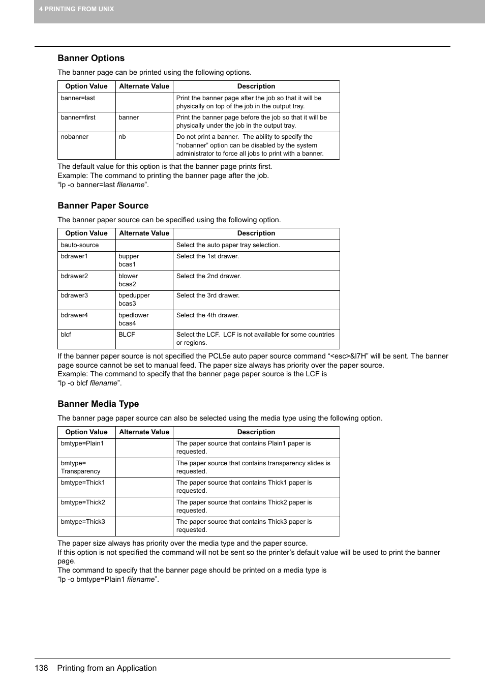 Banner options, Banner paper source, Banner media type | Toshiba MULTIFUNCTIONAL DIGITAL COLOR SYSTEMS 3530C User Manual | Page 140 / 178