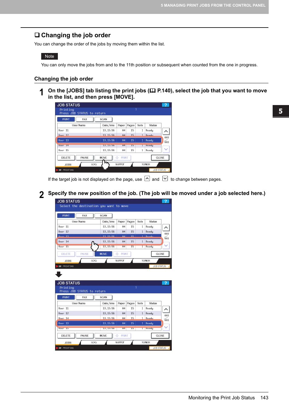 Changing the job order | Toshiba MULTIFUNCTIONAL DIGITAL COLOR SYSTEMS 3530C User Manual | Page 145 / 178