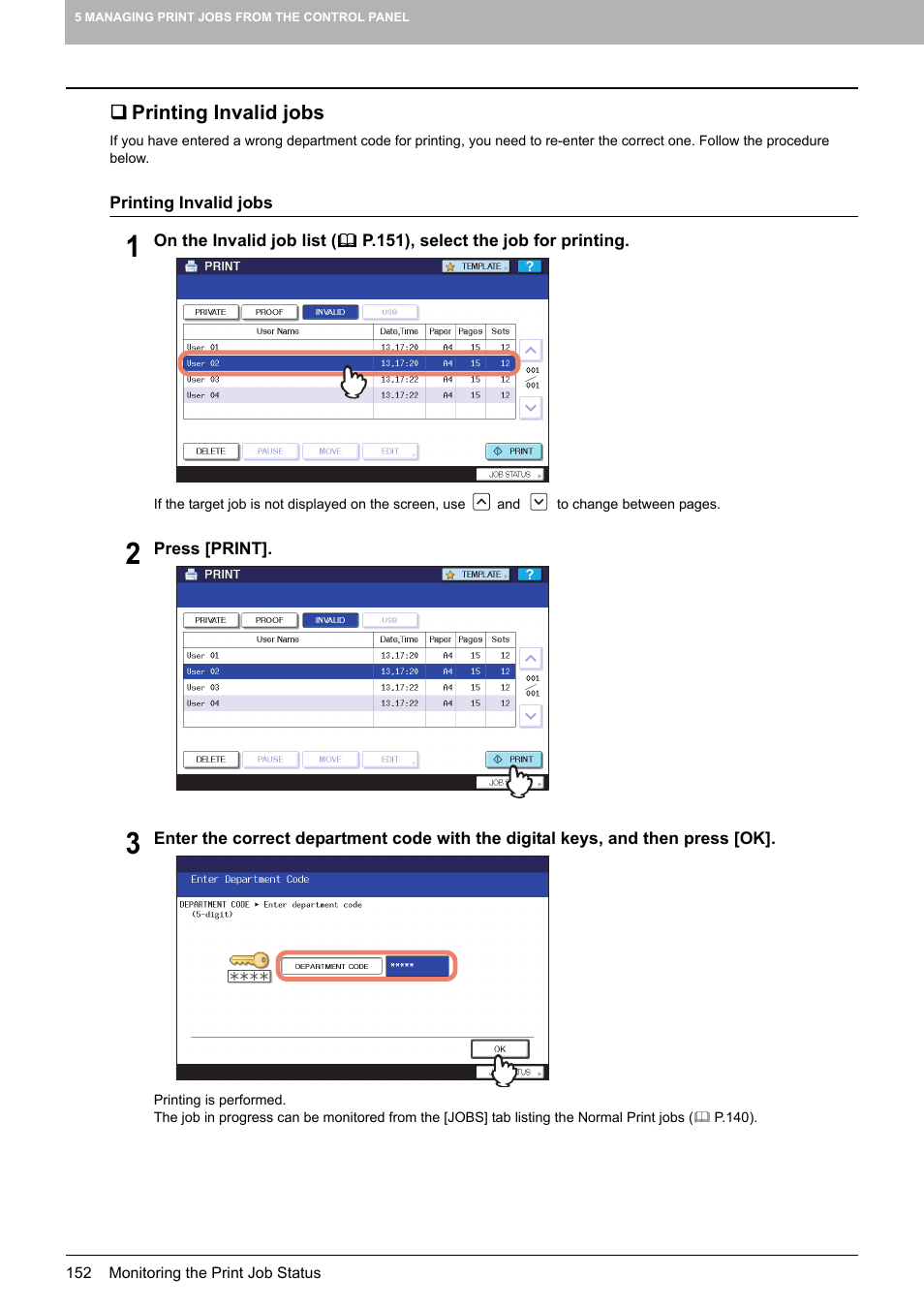 Printing invalid jobs | Toshiba MULTIFUNCTIONAL DIGITAL COLOR SYSTEMS 3530C User Manual | Page 154 / 178