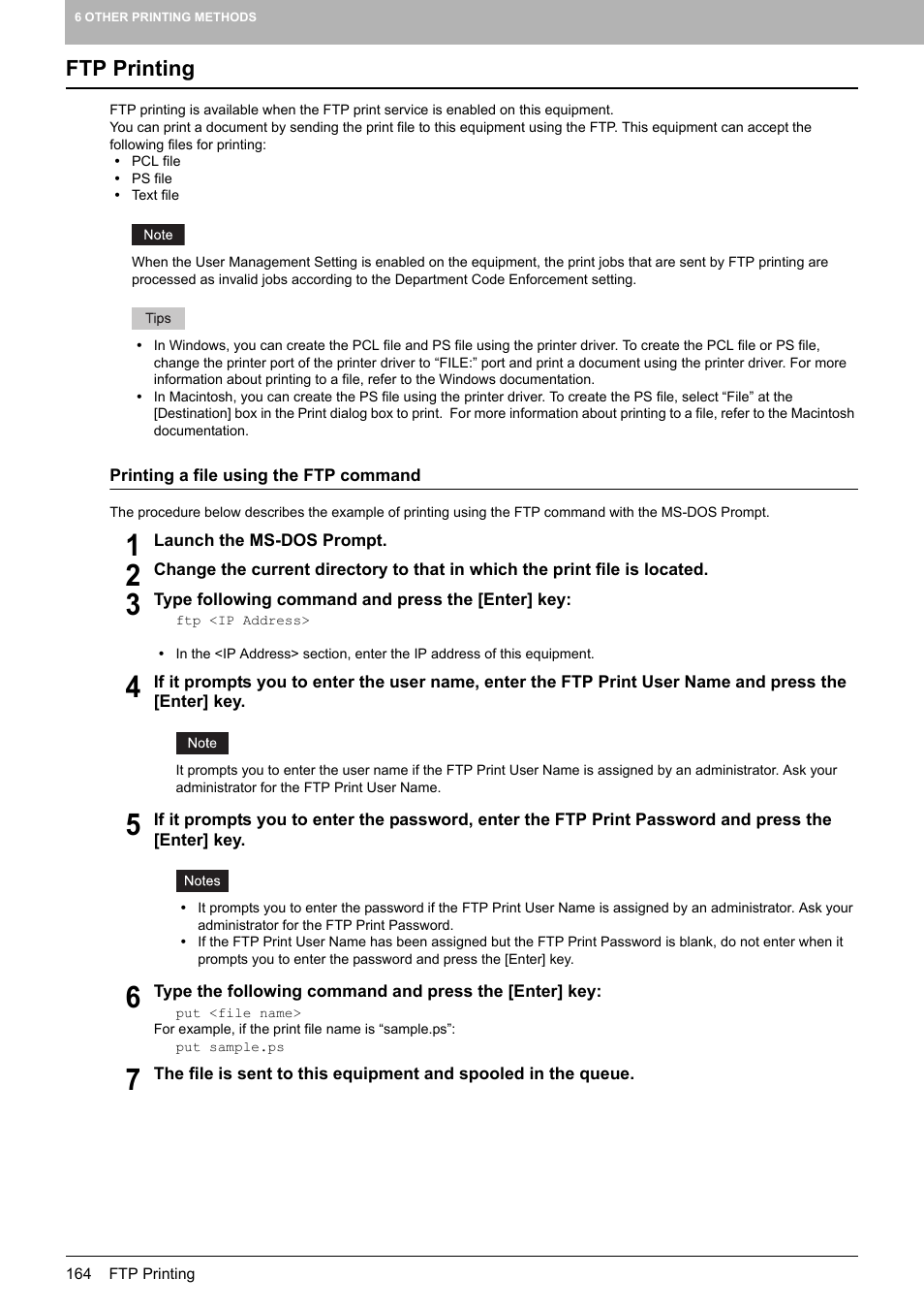 Ftp printing | Toshiba MULTIFUNCTIONAL DIGITAL COLOR SYSTEMS 3530C User Manual | Page 166 / 178