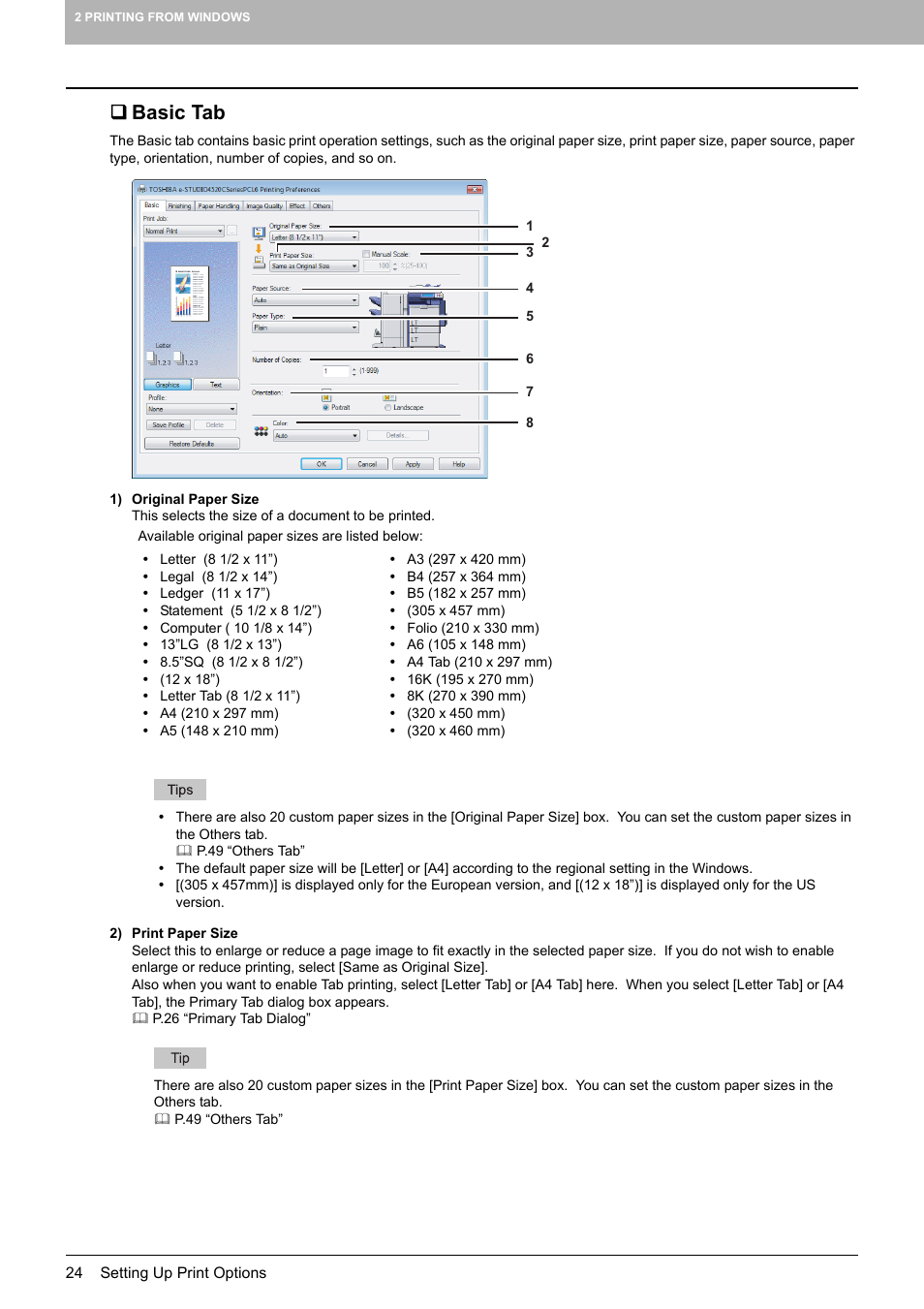 Basic tab, P.24 “basic tab | Toshiba MULTIFUNCTIONAL DIGITAL COLOR SYSTEMS 3530C User Manual | Page 26 / 178