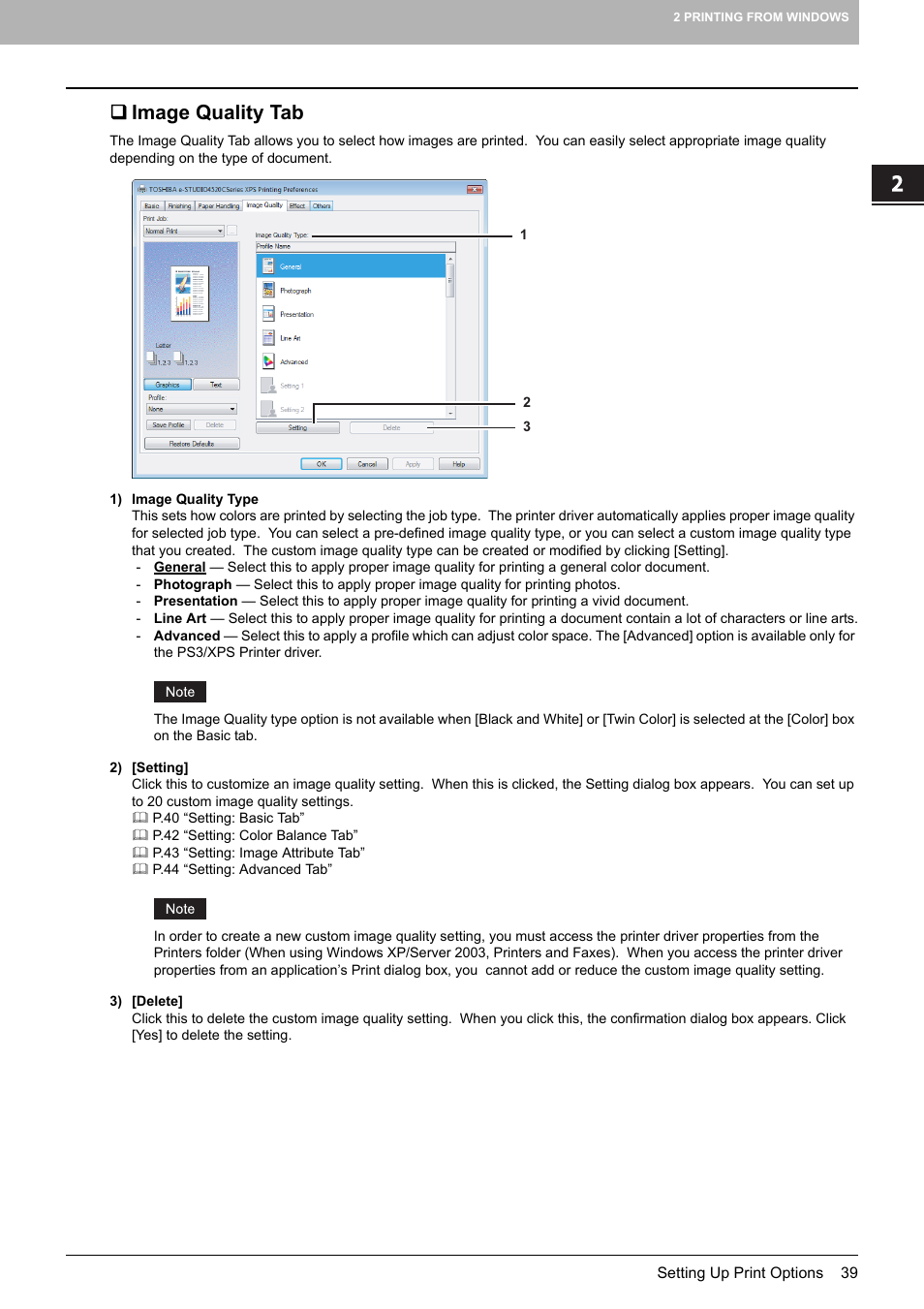 Image quality tab, P.39 “image quality tab | Toshiba MULTIFUNCTIONAL DIGITAL COLOR SYSTEMS 3530C User Manual | Page 41 / 178