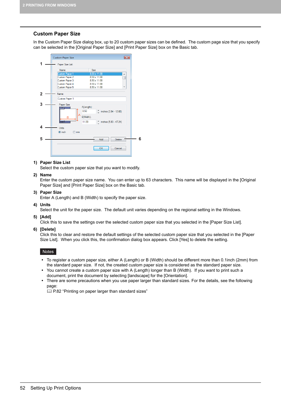 Custom paper size, P.52 “custom paper size | Toshiba MULTIFUNCTIONAL DIGITAL COLOR SYSTEMS 3530C User Manual | Page 54 / 178