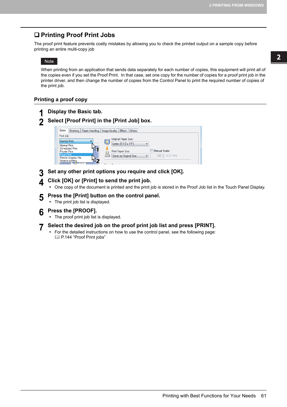 Printing proof print jobs, P.61 “printing proof print jobs | Toshiba MULTIFUNCTIONAL DIGITAL COLOR SYSTEMS 3530C User Manual | Page 63 / 178