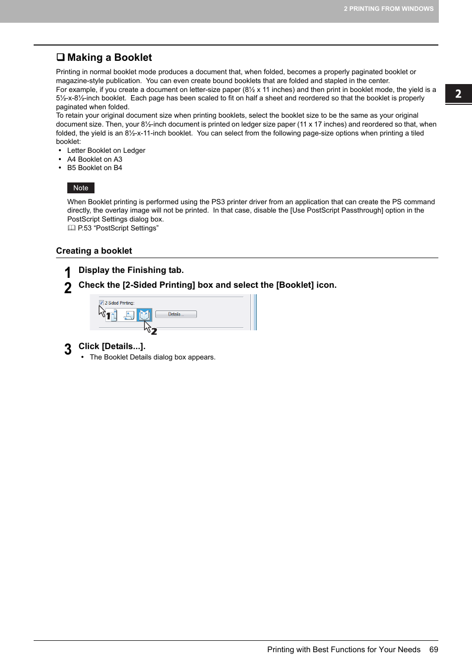 Making a booklet, P.69 “making a booklet | Toshiba MULTIFUNCTIONAL DIGITAL COLOR SYSTEMS 3530C User Manual | Page 71 / 178