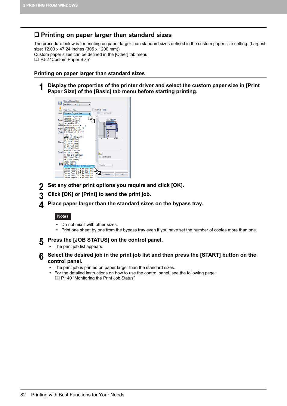 Printing on paper larger than standard sizes, P.82 “printing on paper larger than standard sizes | Toshiba MULTIFUNCTIONAL DIGITAL COLOR SYSTEMS 3530C User Manual | Page 84 / 178