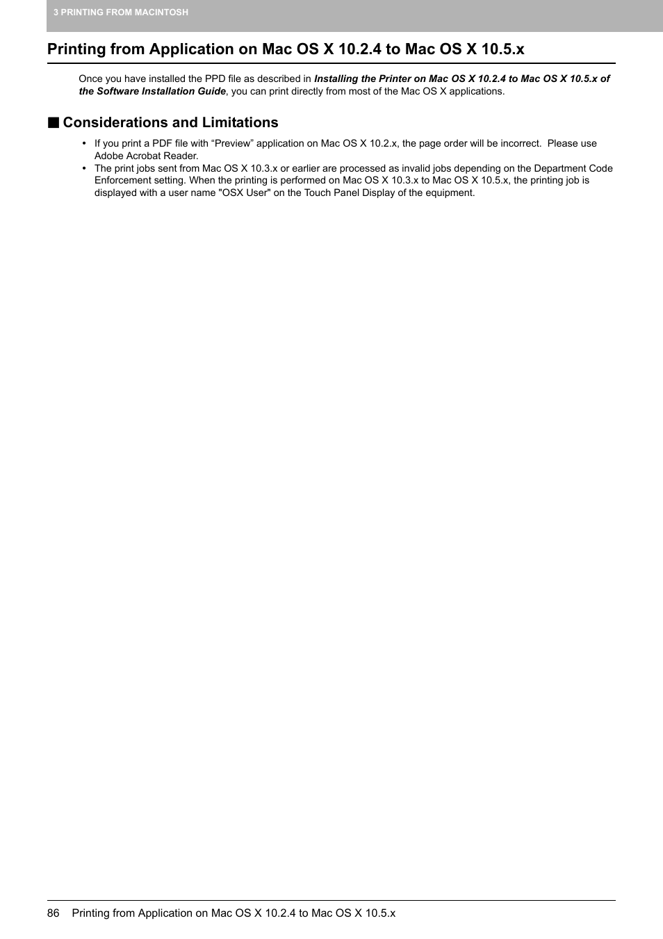 Considerations and limitations | Toshiba MULTIFUNCTIONAL DIGITAL COLOR SYSTEMS 3530C User Manual | Page 88 / 178