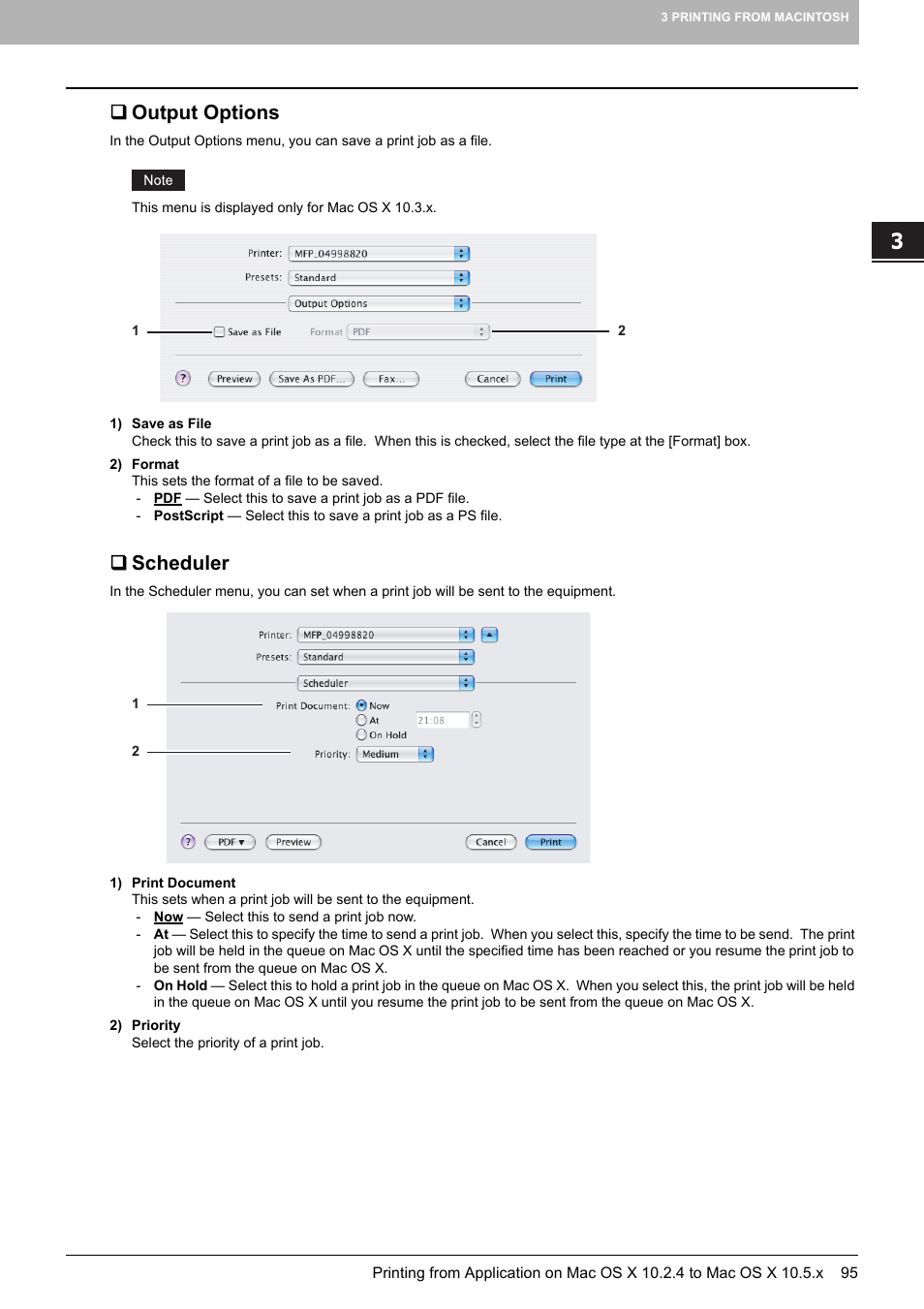 Output options, Scheduler | Toshiba MULTIFUNCTIONAL DIGITAL COLOR SYSTEMS 3530C User Manual | Page 97 / 178