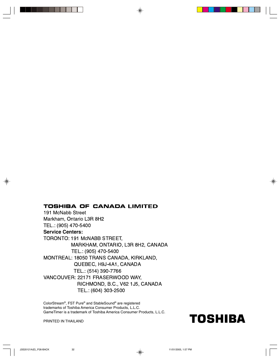 Toshiba 27A45C User Manual | Page 32 / 32