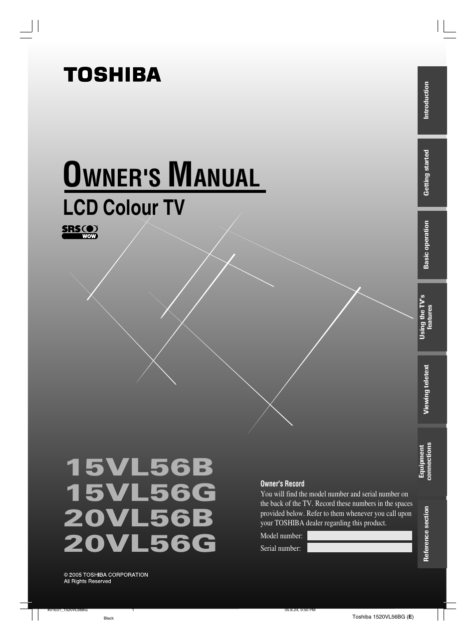 Toshiba 20VL56G User Manual | 36 pages